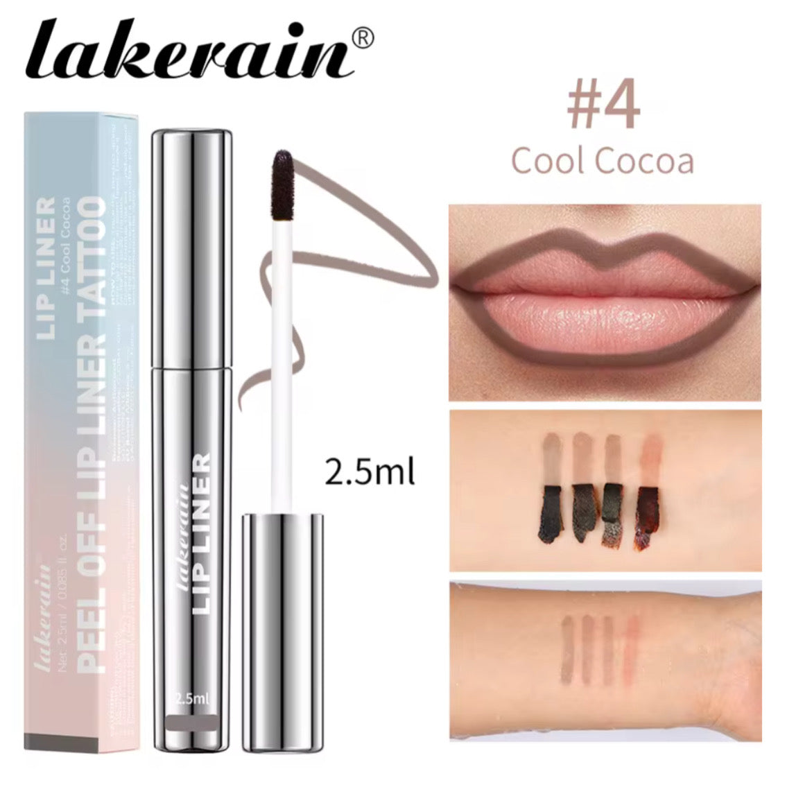 4-Color Peel Off Lip Liner Tattoo – Wasserfest, langanhaltend & mattes Finish