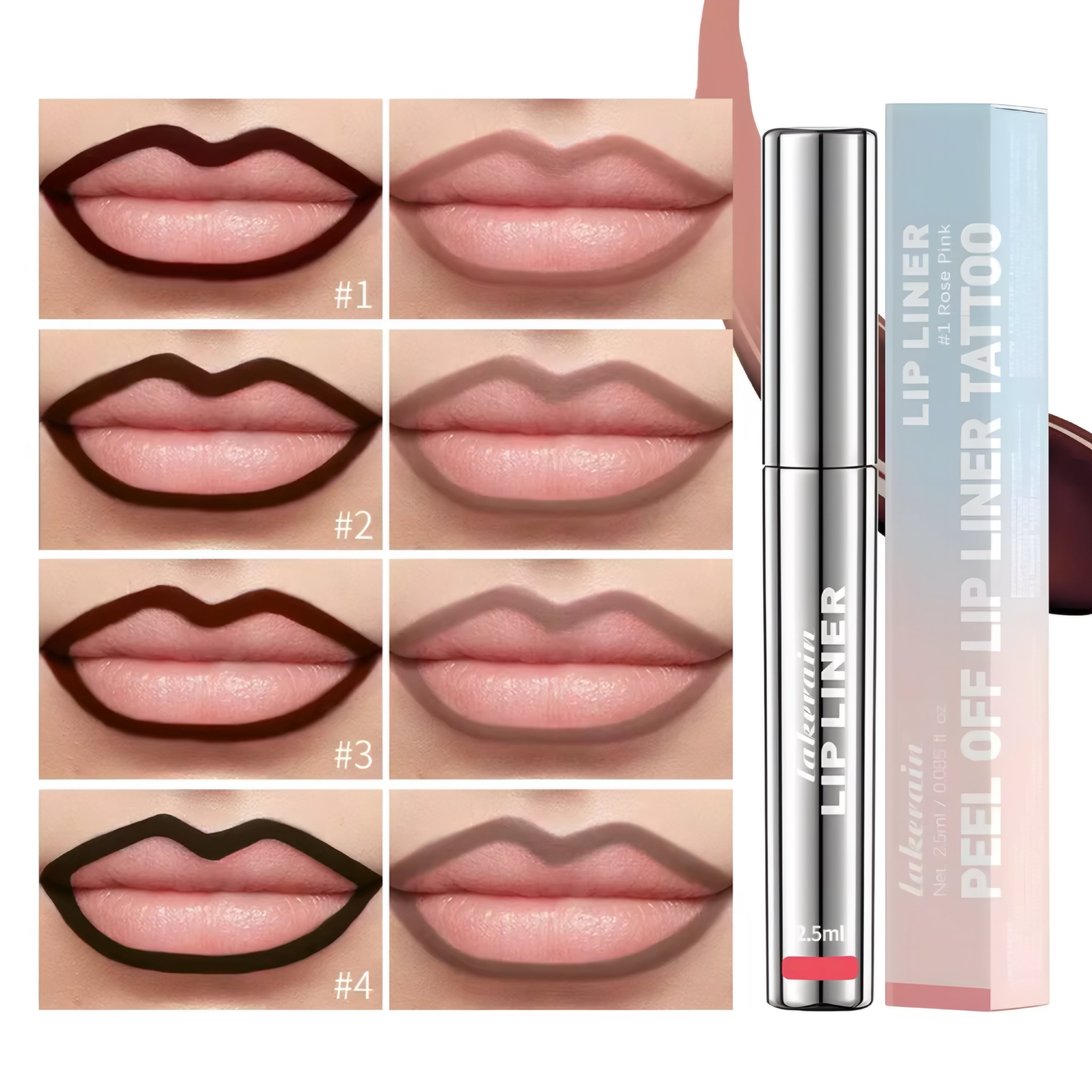 4-Color Peel Off Lip Liner Tattoo – Wasserfest, langanhaltend & mattes Finish