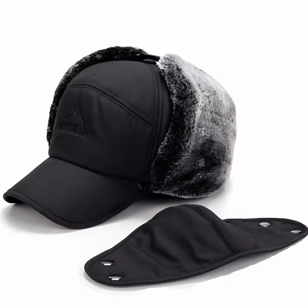 Warme Wintermütze mit Kunstfell – Fliegermütze mit Ohrenschützern