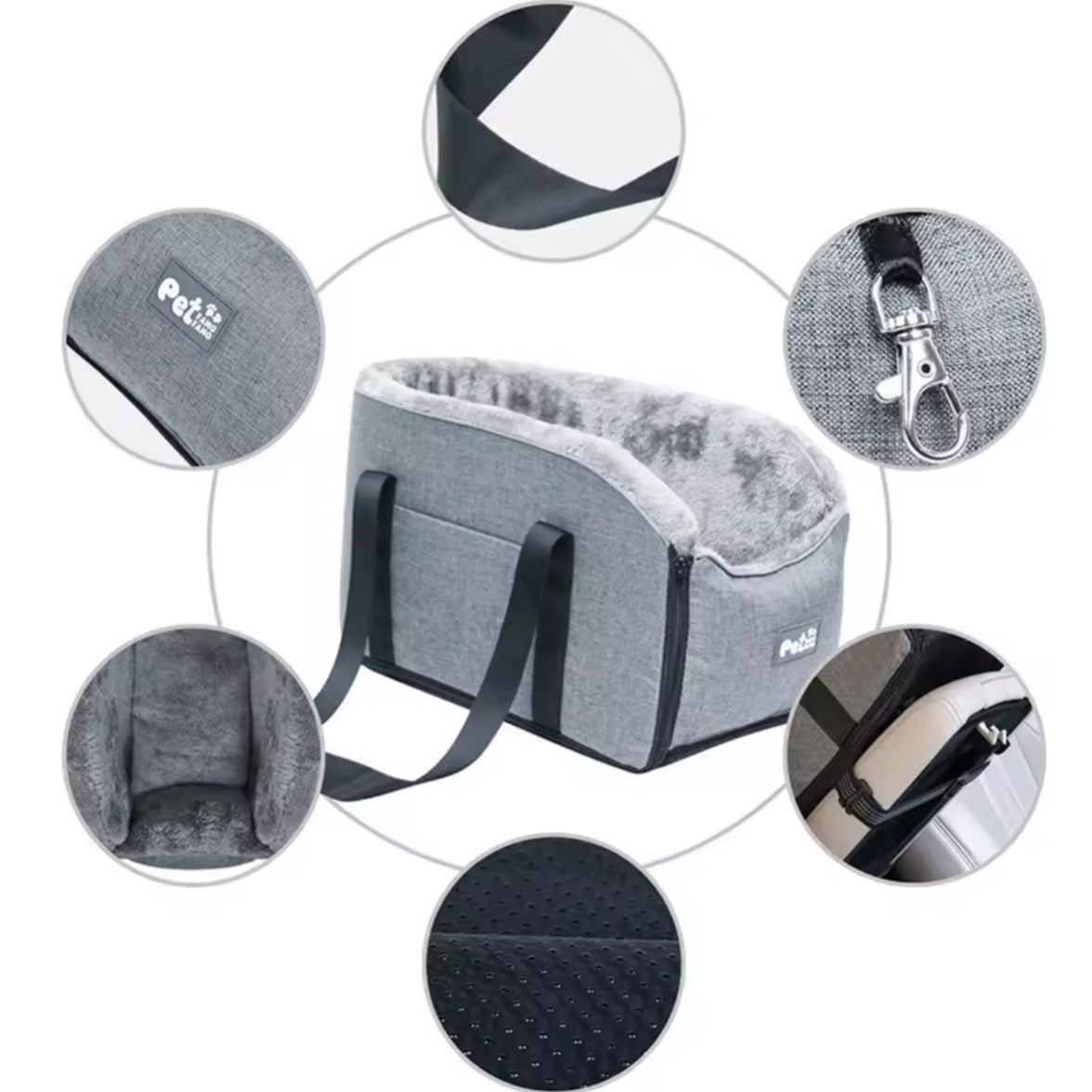 Haustier-Autositz – Tragbare Mittelkonsole für kleine Hunde & Katzen