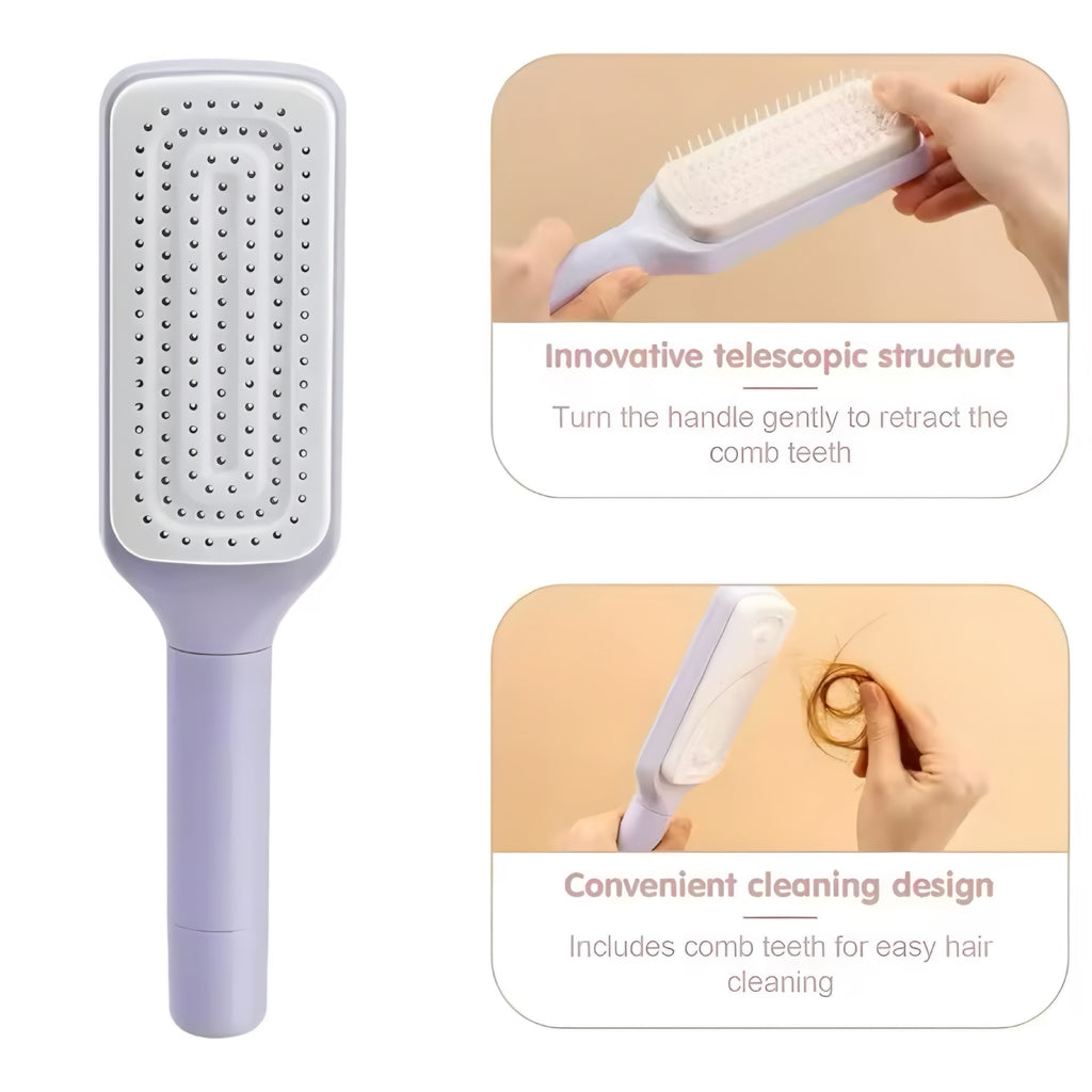 Selbstreinigende Rotierende Haarbürste mit Lift-Kamm