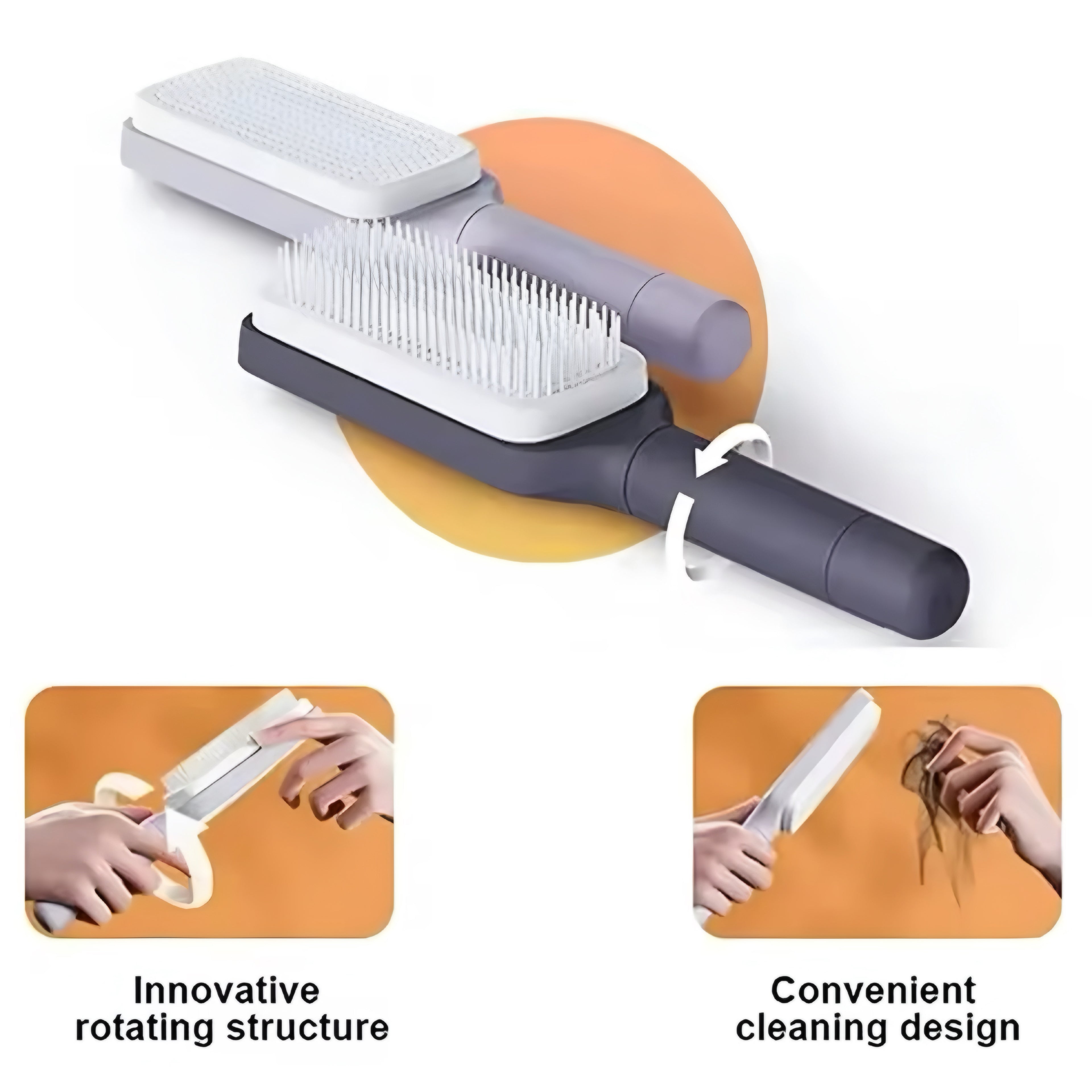 Selbstreinigende Rotierende Haarbürste mit Lift-Kamm