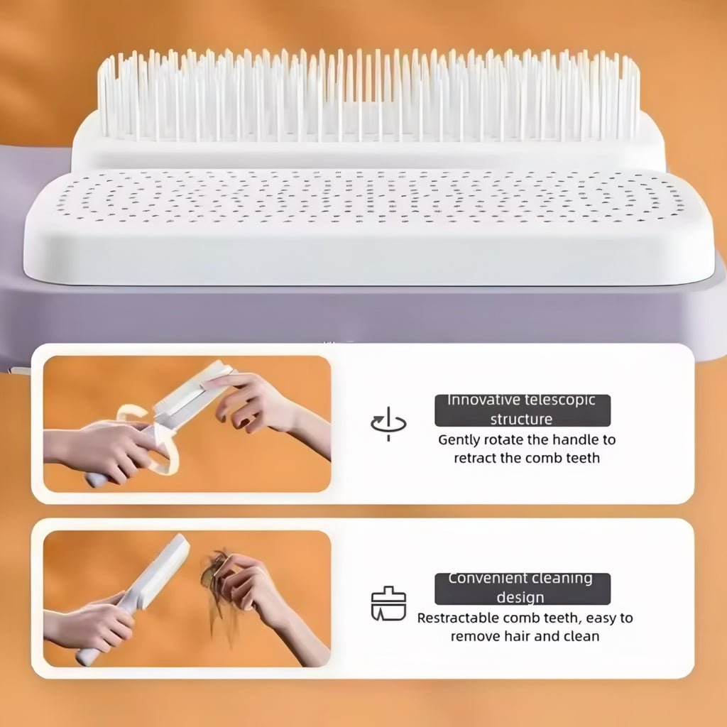 Selbstreinigende Rotierende Haarbürste mit Lift-Kamm