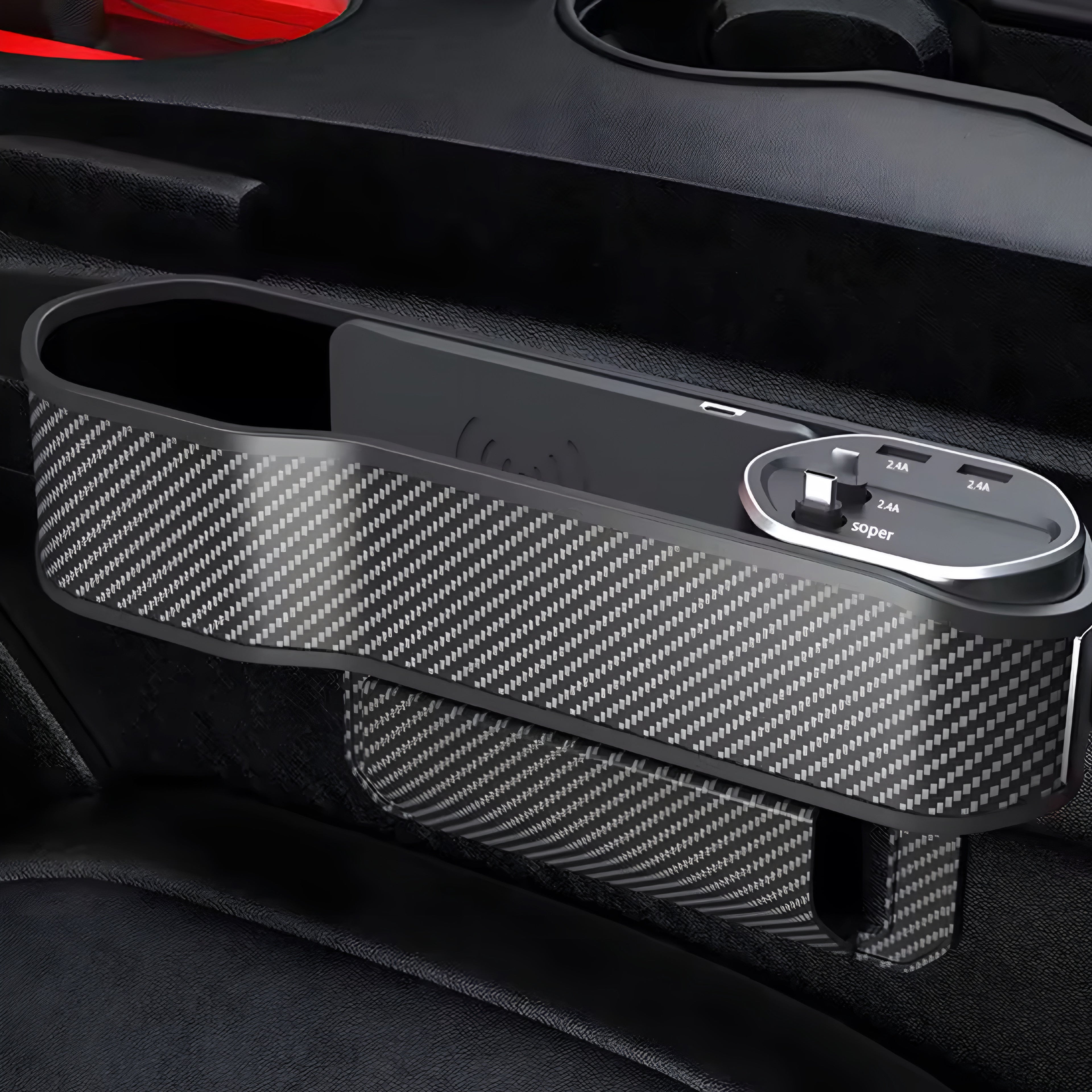 Multifunktionaler Auto-Sitzlücken-Organizer mit Kabelloser Ladestation
